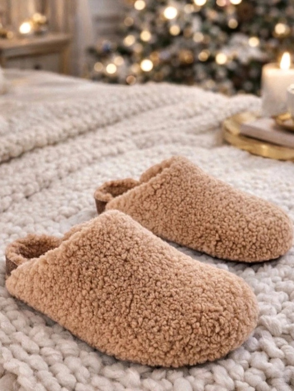 INTENTIONALLY BLANK Apres Slipper Sherpa Slip-On Slippers in Brown